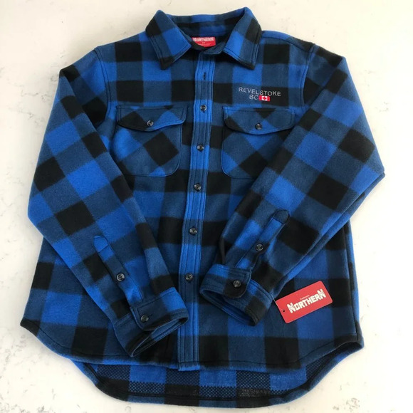 Northern Souvenirs Casual Button Down Polyester Check Jacket Blue Black Sz S NWT - Picture 12 of 12